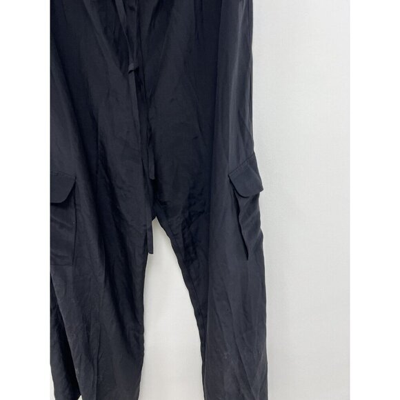 Cynthia Steffe 100% Silk  Wide Leg Pockets jumpsuit Open Top Black Size 12 - Picture 9 of 13